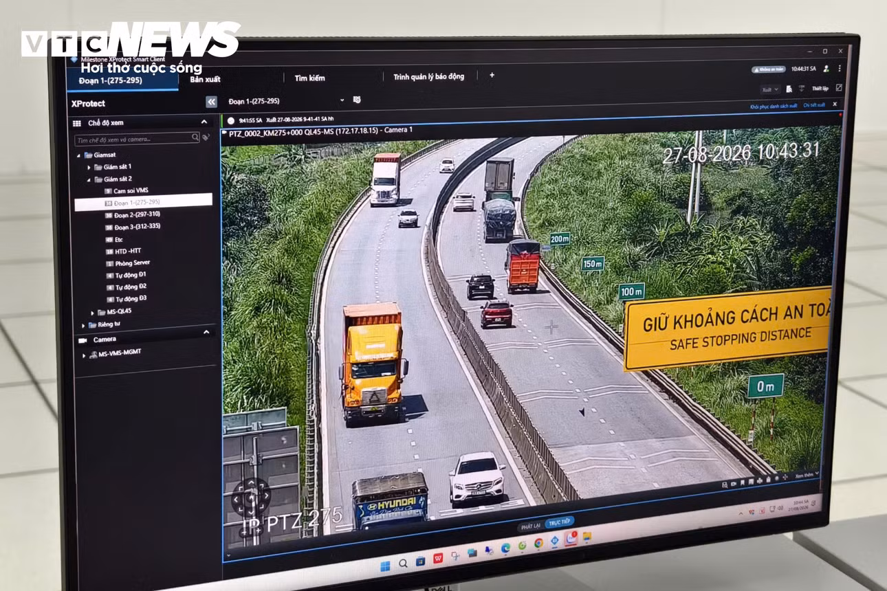 Thông qua hệ thống camera giám sát trên cao tốc, lực lượng CSGT sẽ xác minh hình ảnh, địa điểm, tài xế vi phạm về khoảng cách an toàn.