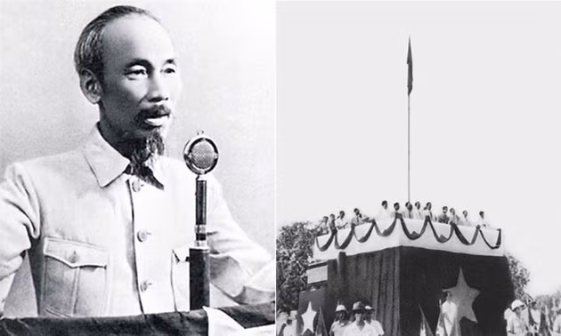 Chủ tịch Hồ Chí Minh đọc Tuyên ngôn Độc lập, khai sinh nước Việt Nam Dân chủ Cộng hòa, ngày 2/9/1945, tại Quảng trường Ba Đình (Hà Nội). Ảnh: Tư liệu.