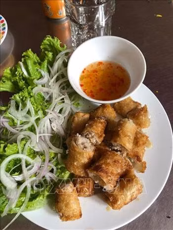 Món nem rán của người Việt do chị Phan Thị Nhung, Việt kiều đang sinh sống tại Eswatini nấu nhân dịp Tết. Ảnh: TTXVN phát