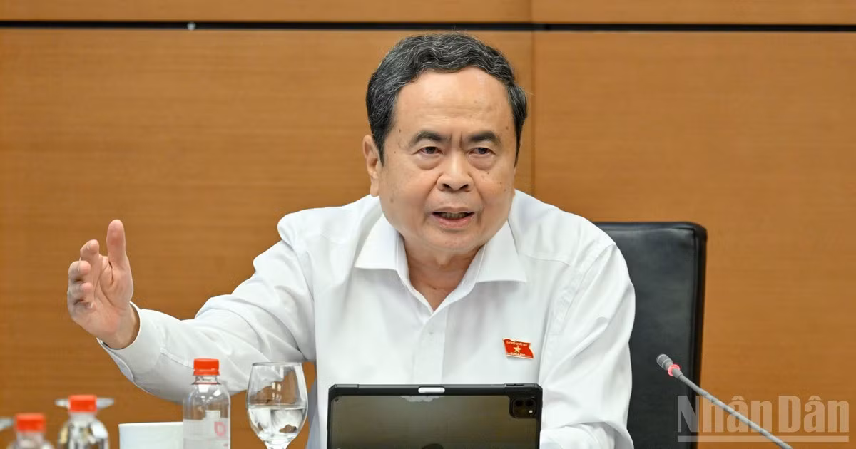 Chủ tịch Quốc hội Trần Thanh Mẫn phát biểu tại tổ. (Ảnh: THỦY NGUYÊN)