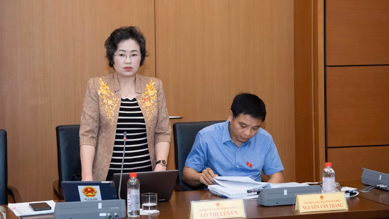 Phó trưởng Đoàn đại biểu Quốc hội chuyên trách tỉnh Điện Biên Lò Thị Luyến phát biểu tại tổ. (Ảnh: TL)