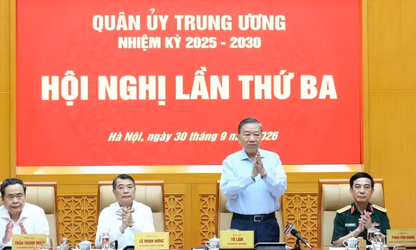 Tổng Bí thư, Chủ tịch nước Tô Lâm chủ trì Hội nghị Quân ủy Trung ương lần thứ ba, nhiệm kỳ 2025-2030. (Ảnh: ĐĂNG KHOA)