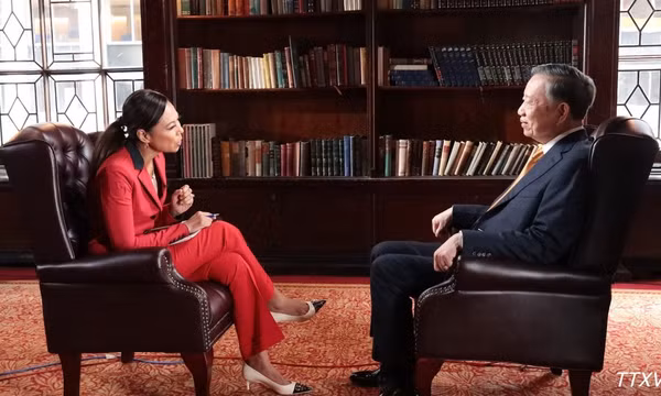 Tổng Bí thư, Chủ tịch nước Tô Lâm trả lời phỏng vấn Bloomberg. (Ảnh: Thanh Tuấn/Phóng viên TTXVN tại Mỹ)