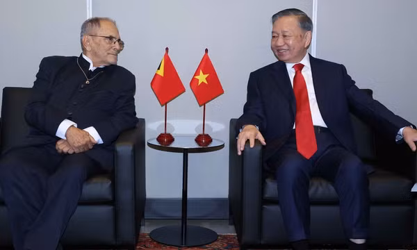 Tổng Bí thư, Chủ tịch nước Tô Lâm gặp Tổng thống Timor-Leste José Ramos-Horta. (Ảnh: Thống Nhất/TTXVN) 