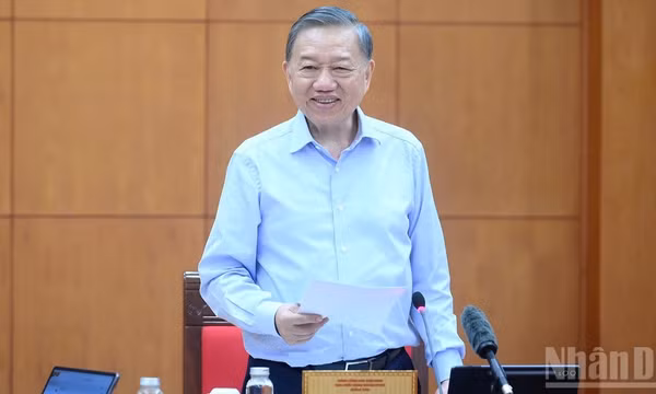 Tổng Bí thư, Chủ tịch nước Tô Lâm phát biểu tại cuộc làm việc với Ban Tổ chức Trung ương về Đề án tổng kết Nghị quyết số 26-NQ/TW. (Ảnh: ĐĂNG KHOA)