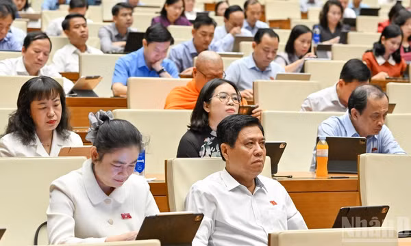 Quốc hội làm việc tại hội trường. (Ảnh: THỦY NGUYÊN)