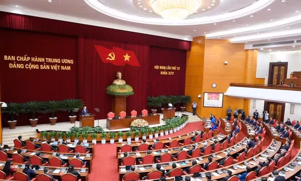 Quang cảnh phiên bế mạc Hội nghị lần thứ tư Ban Chấp hành Trung ương Đảng Cộng sản Việt Nam khóa XIV. (Ảnh: ĐĂNG KHOA)