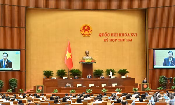 Quốc hội làm việc tại hội trường. (Ảnh: DUY LINH) 