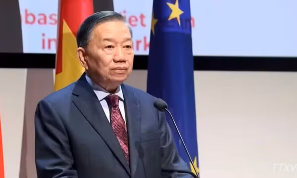 Tổng Bí thư, Chủ tịch nước Tô Lâm phát biểu khai mạc Diễn đàn Doanh nghiệp Việt Nam-Đan Mạch. (Ảnh: TTXVN) 