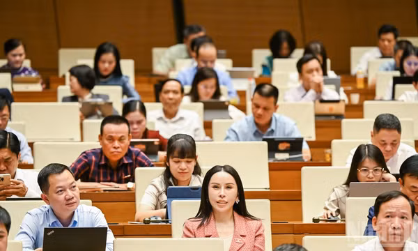 Quốc hội thảo luận tại hội trường về tình hình thực hiện Kế hoạch phát triển kinh tế-xã hội. (Ảnh: DUY LINH)