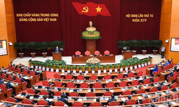 Phiên bế mạc Hội nghị lần thứ tư Ban Chấp hành Trung ương Đảng Cộng sản Việt Nam khóa XIV. (Ảnh: ĐĂNG KHOA)