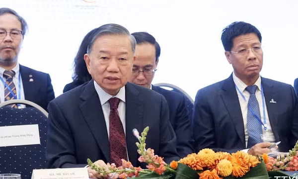 Tổng Bí thư, Chủ tịch nước Tô Lâm phát biểu tại Tọa đàm. (Ảnh: TTXVN) 