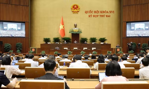 Quốc hội họp phiên toàn thể nghe trình bày Tờ trình, Báo cáo thẩm tra về 3 dự án: Luật Đấu giá tài sản (sửa đổi), Luật Luật sư (sửa đổi), Luật Nuôi con nuôi (sửa đổi). (Ảnh: ĐĂNG ANH)