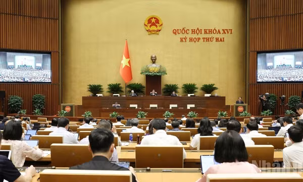 Quốc hội làm việc tại hội trường. (Ảnh: DUY LINH)