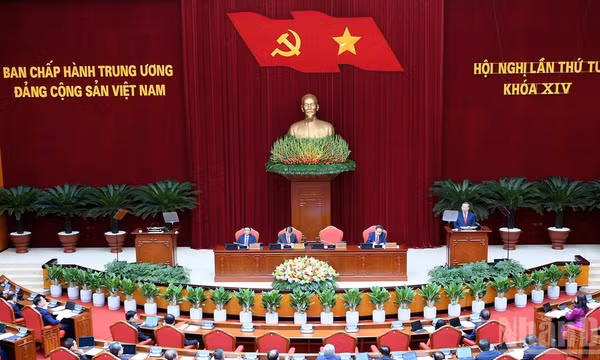 Hội nghị lần thứ tư Ban Chấp hành Trung ương Đảng Cộng sản Việt Nam khóa XIV. (Ảnh: ĐĂNG KHOA) 