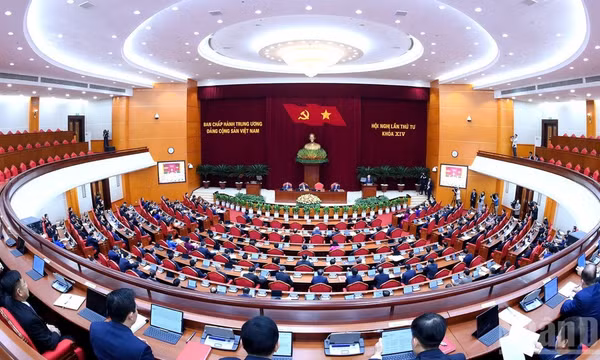 Hội nghị lần thứ tư Ban Chấp hành Trung ương Đảng Cộng sản Việt Nam khóa XIV. (Ảnh: ĐĂNG KHOA) 