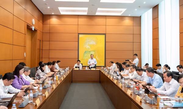 Các đại biểu Quốc hội thảo luận tại tổ. (Ảnh: THỦY NGUYÊN) 