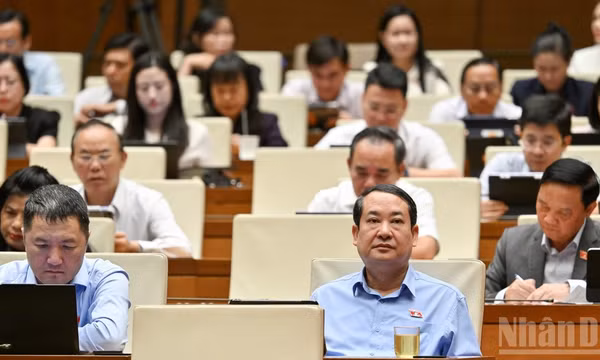 Quốc hội thảo luận về Luật Đất đai sáng 21/8. (Ảnh: THỦY NGUYÊN)