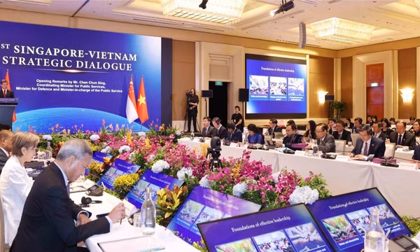 Đối thoại Chiến lược Việt Nam-Singapore lần thứ nhất giữa Đảng Cộng sản Việt Nam và Đảng Hành động Nhân dân Singapore. (Ảnh: Phương Hoa/TTXVN) 