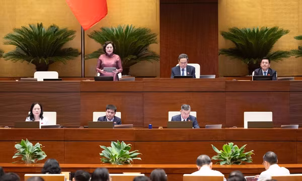 Phó Chủ tịch Quốc hội Nguyễn Thị Hồng điều hành phiên thảo luận. (Ảnh: DUY LINH)