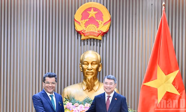 Thủ tướng Chính phủ Lê Minh Hưng và Quốc vụ khanh Ấn Độ. (Ảnh: THANH GIANG)
