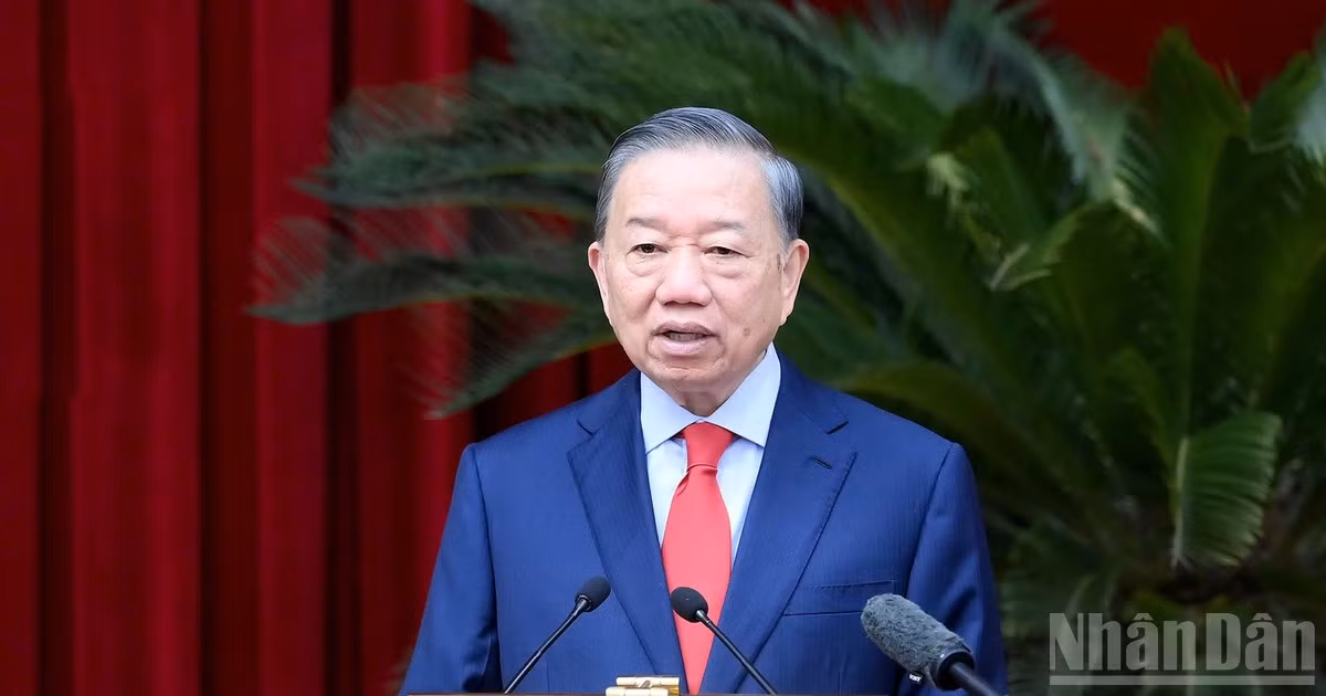 Tổng Bí thư, Chủ tịch nước Tô Lâm phát biểu tại Hội nghị lần thứ tư Ban Chấp hành Trung ương Đảng khóa XIV. (Ảnh: ĐĂNG KHOA) 