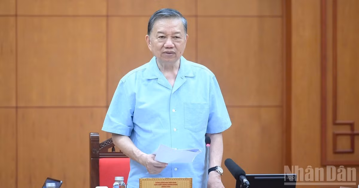 Tổng Bí thư, Chủ tịch nước Tô Lâm phát biểu chỉ đạo tại cuộc làm việc. (Ảnh: ĐĂNG KHOA) 