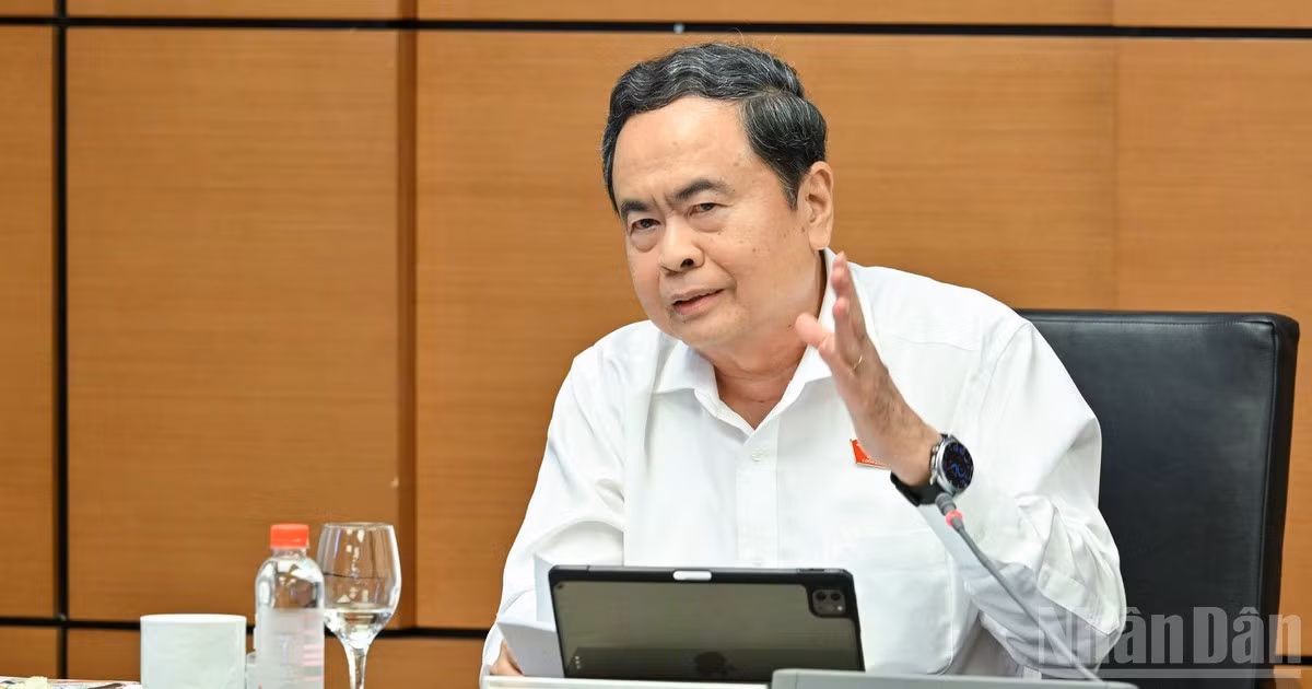 Chủ tịch Quốc hội Trần Thanh Mẫn phát biểu tại tổ. (Ảnh: THỦY NGUYÊN)