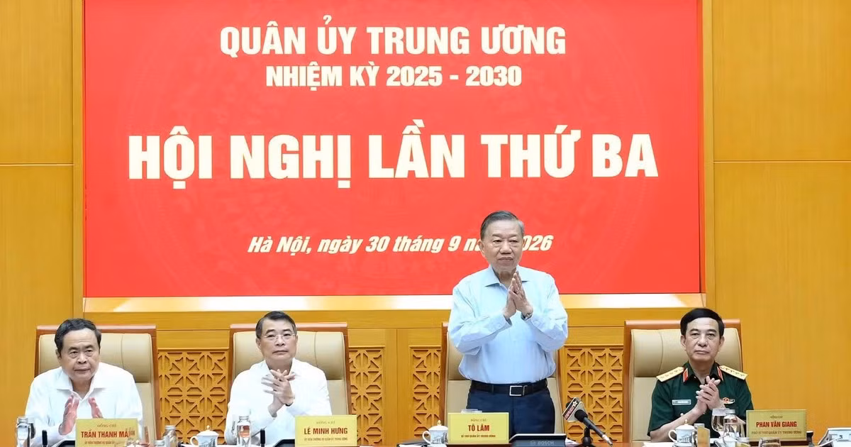 Tổng Bí thư, Chủ tịch nước Tô Lâm chủ trì Hội nghị Quân ủy Trung ương lần thứ ba, nhiệm kỳ 2025-2030. (Ảnh: ĐĂNG KHOA)