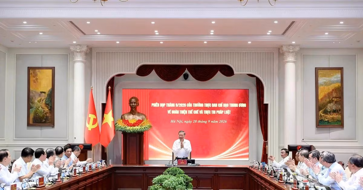 Tổng Bí thư, Chủ tịch nước Tô Lâm chủ trì Phiên họp tháng 9 năm 2026 của Thường trực Ban Chỉ đạo Trung ương về hoàn thiện thể chế và thực thi pháp luật. (Ảnh: ĐĂNG KHOA) 
