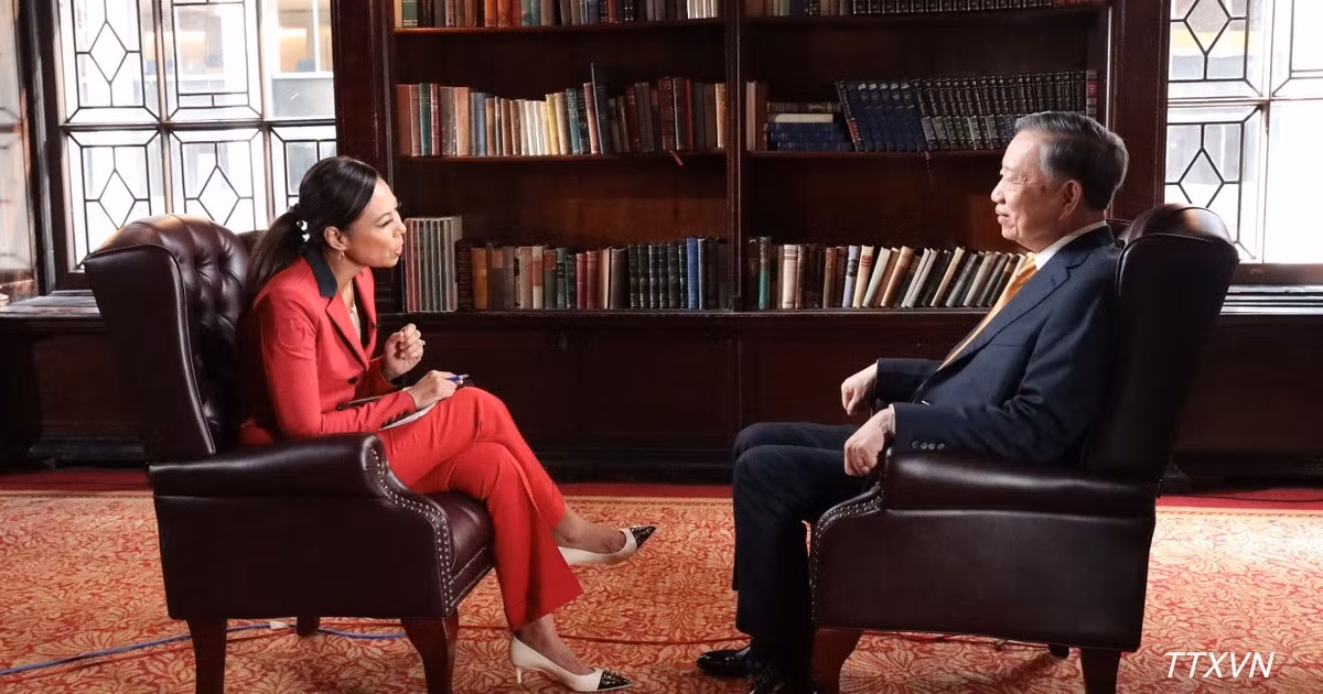 Tổng Bí thư, Chủ tịch nước Tô Lâm trả lời phỏng vấn Bloomberg. (Ảnh: Thanh Tuấn/Phóng viên TTXVN tại Mỹ)