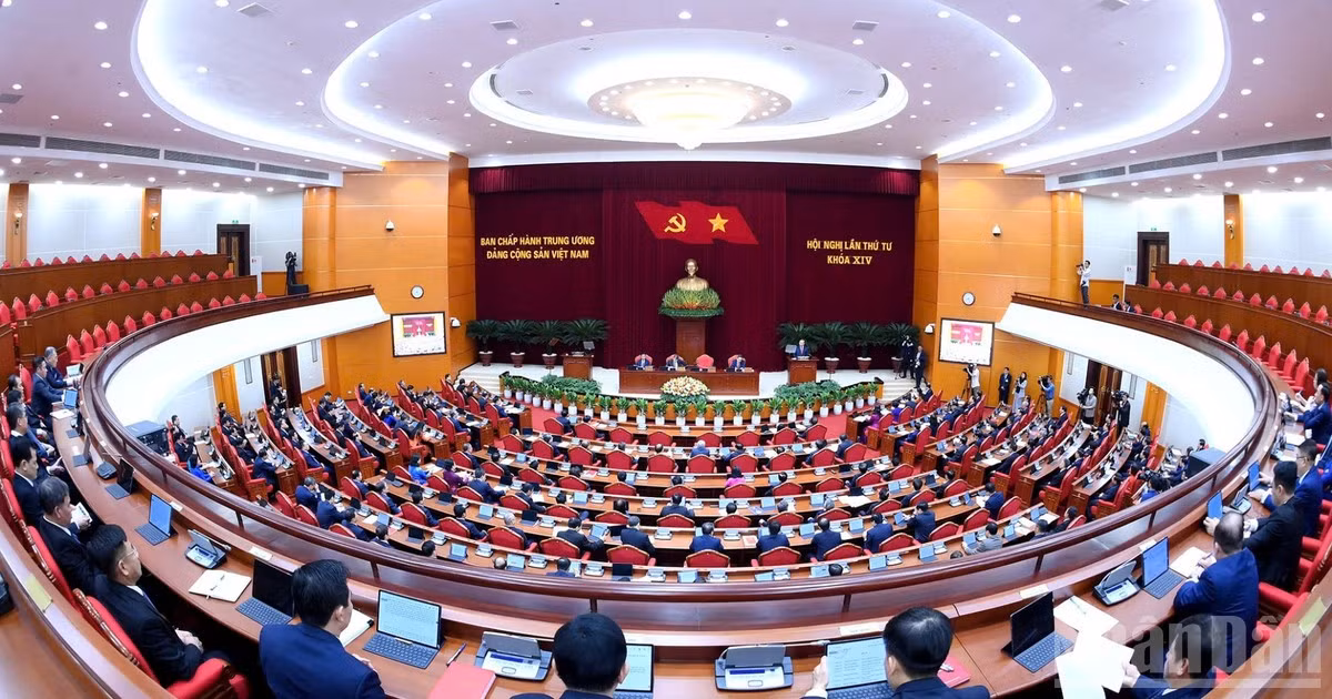 Hội nghị lần thứ tư Ban Chấp hành Trung ương Đảng Cộng sản Việt Nam khóa XIV. (Ảnh: ĐĂNG KHOA) 
