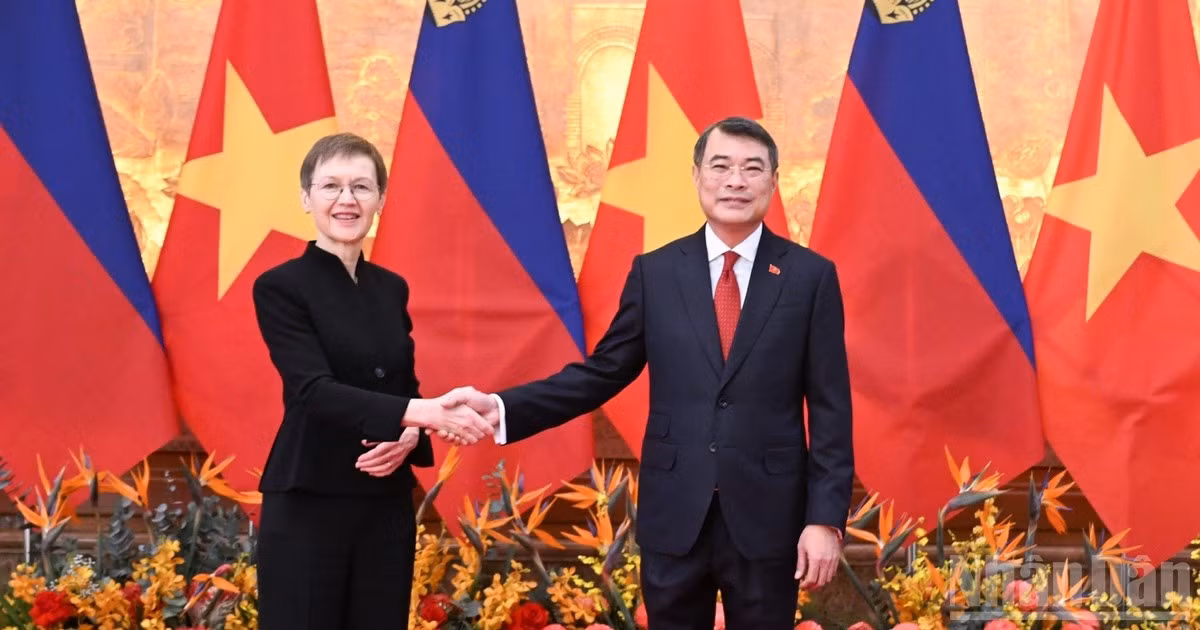 Thủ tướng Chính phủ Lê Minh Hưng và Thủ tướng Liechtenstein Brigitte Haas. (Ảnh: TRẦN HẢI)
