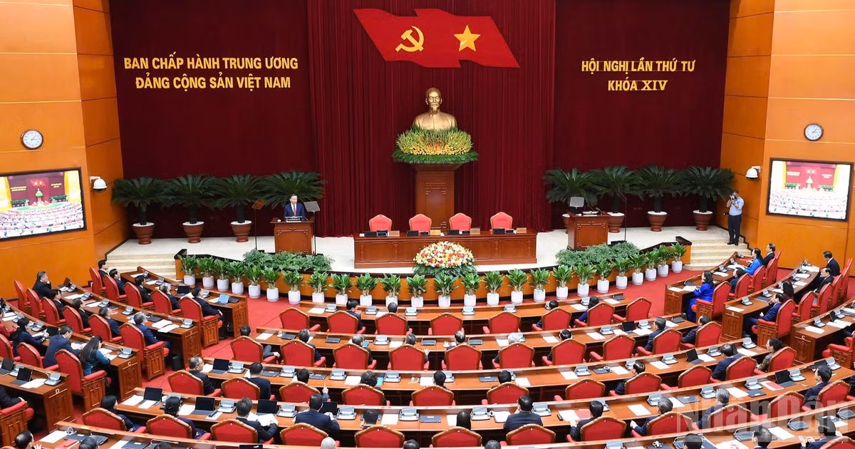 Phiên bế mạc Hội nghị lần thứ tư Ban Chấp hành Trung ương Đảng Cộng sản Việt Nam khóa XIV. (Ảnh: ĐĂNG KHOA)