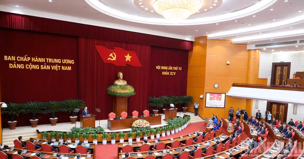 Phiên bế mạc Hội nghị lần thứ tư Ban Chấp hành Trung ương Đảng Cộng sản Việt Nam khóa XIV. (Ảnh: ĐĂNG KHOA) 