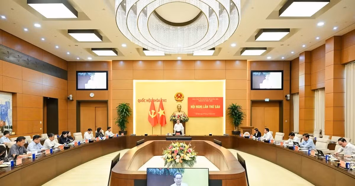 Quang cảnh Hội nghị lần thứ sáu Ban Chấp hành Đảng bộ Quốc hội nhiệm kỳ 2025-2030. (Ảnh: DUY LINH) 