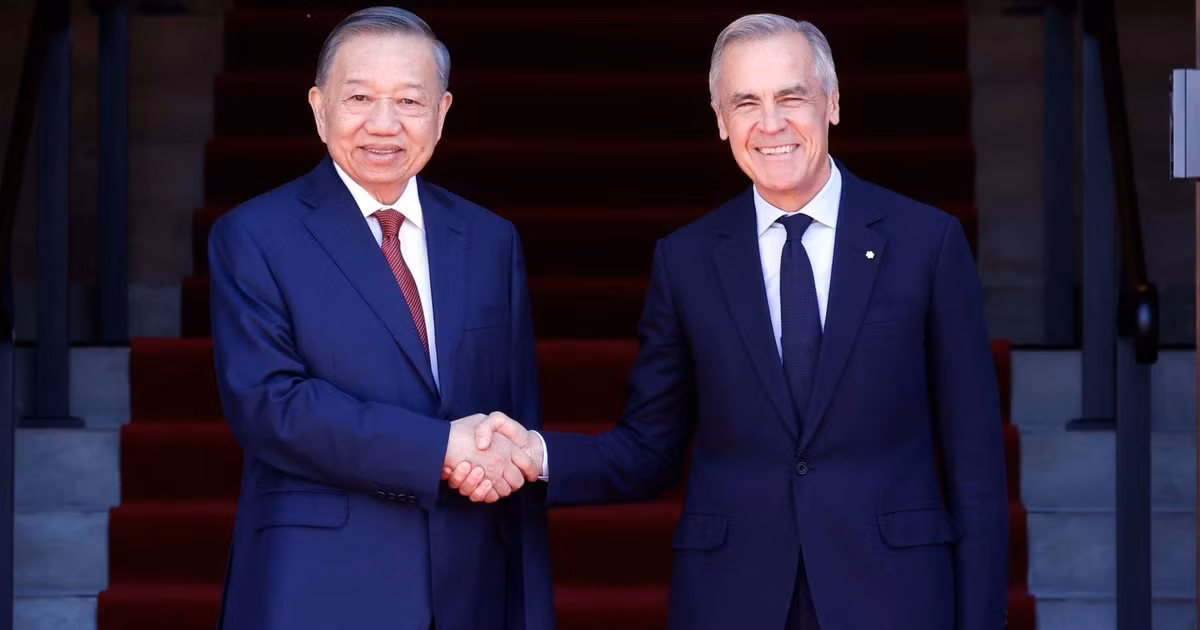 Tổng Bí thư, Chủ tịch nước Tô Lâm và Thủ tướng Canada Mark Carney. (Ảnh: TTXVN)