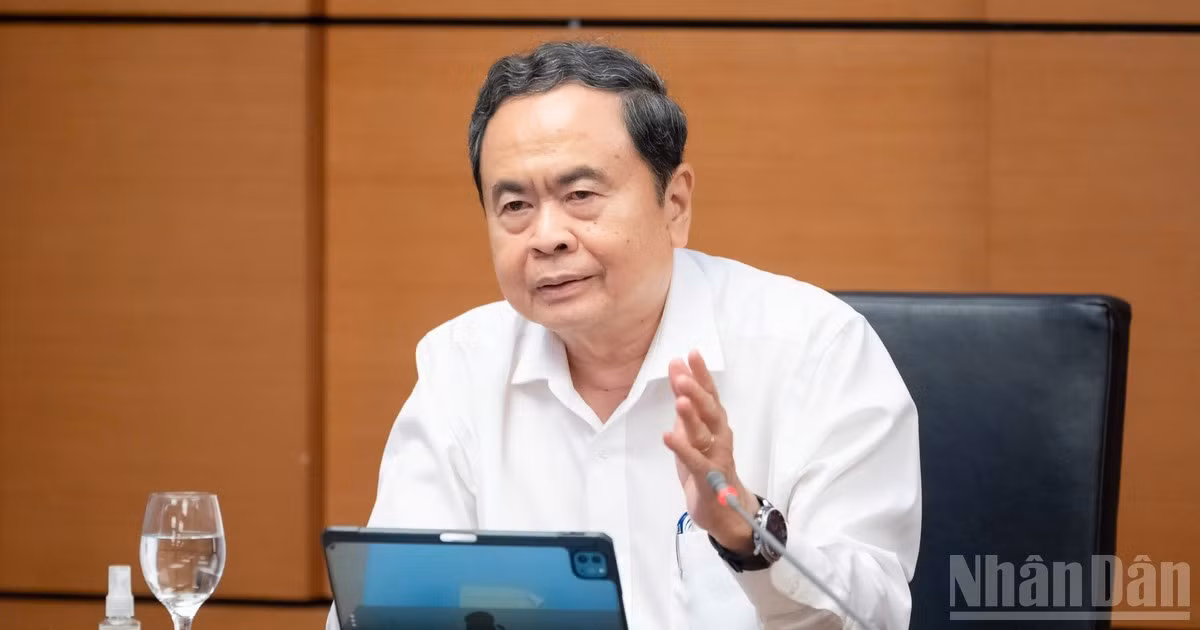 Chủ tịch Quốc hội Trần Thanh Mẫn phát biểu tại tổ. (Ảnh: DUY LINH)