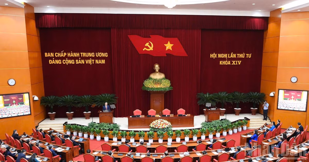 Quang cảnh Hội nghị lần thứ tư Ban Chấp hành Trung ương Đảng khóa XIV. (Ảnh: ĐĂNG KHOA)