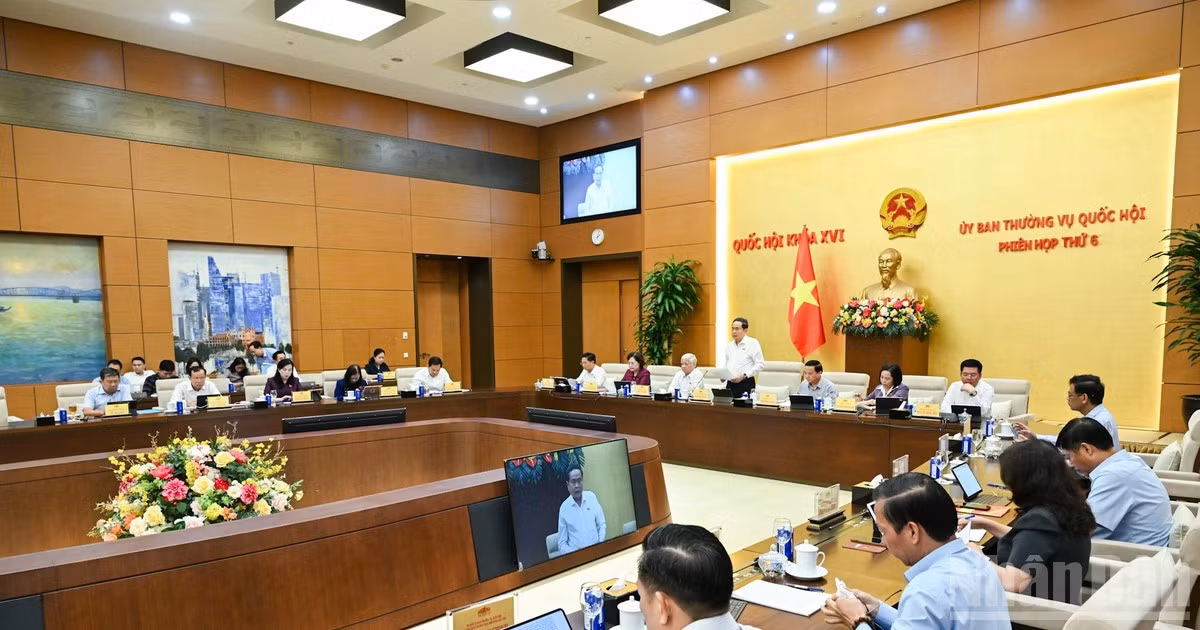 Chủ tịch Quốc hội Trần Thanh Mẫn, Ủy ban Thường vụ Quốc hội phát biểu tại Phiên họp thứ 6 của Ủy ban Thường vụ Quốc hội, ngày 3/9/2026. (Ảnh: Duy Linh)
