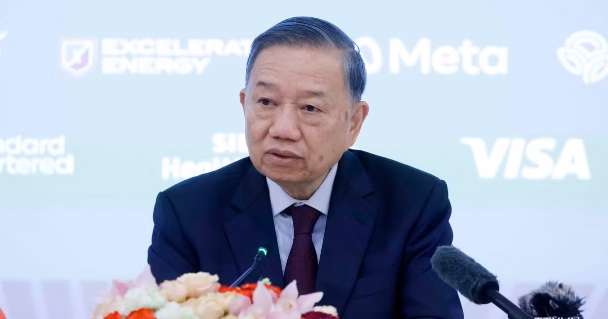 Tổng Bí thư, Chủ tịch nước Tô Lâm phát biểu tại Tọa đàm bàn tròn cấp cao với lãnh đạo các doanh nghiệp lớn của Hoa Kỳ. (Ảnh: TTXVN)