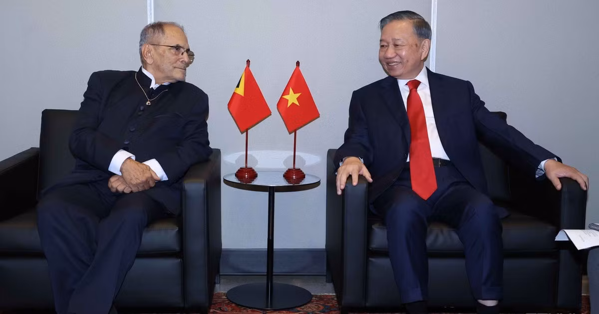 Tổng Bí thư, Chủ tịch nước Tô Lâm gặp Tổng thống Timor-Leste José Ramos-Horta. (Ảnh: Thống Nhất/TTXVN) 