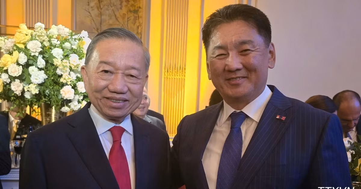 Tổng Bí thư, Chủ tịch nước Tô Lâm gặp Tổng thống Mông Cổ Ukhnaagiin Khurelsukh. (Ảnh: TTXVN) 