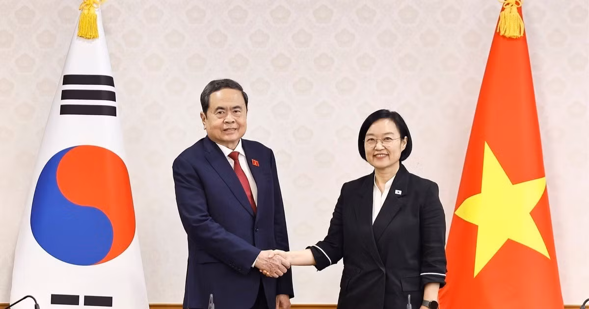 Chủ tịch Quốc hội Trần Thanh Mẫn hội kiến Thủ tướng Hàn Quốc Han Seong Sook. (Ảnh: Doãn Tấn/TTXVN) 