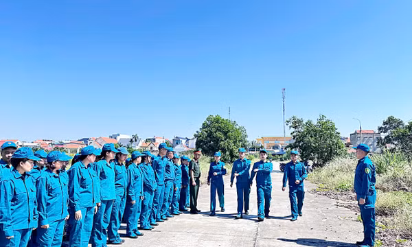 Một buổi huấn luyện của lực lượng DQTV phường Hà An.