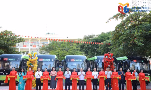 Khai trương tuyến xe buýt điện miễn phí đưa đón học sinh đến trường